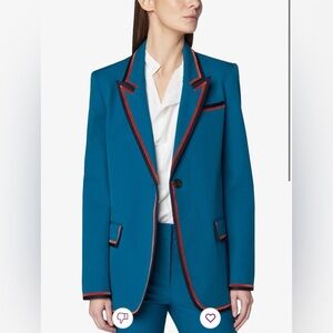 Derek Lam 10 Crosby Twill Contrast Rib Velvet Trim Blazer Size 12 Brie Larson